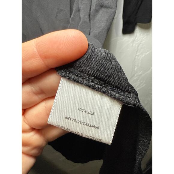 Eileen Fisher black sequin 100% silk 3/4 sleeve top womens large luxury career - Picture 4 of 8